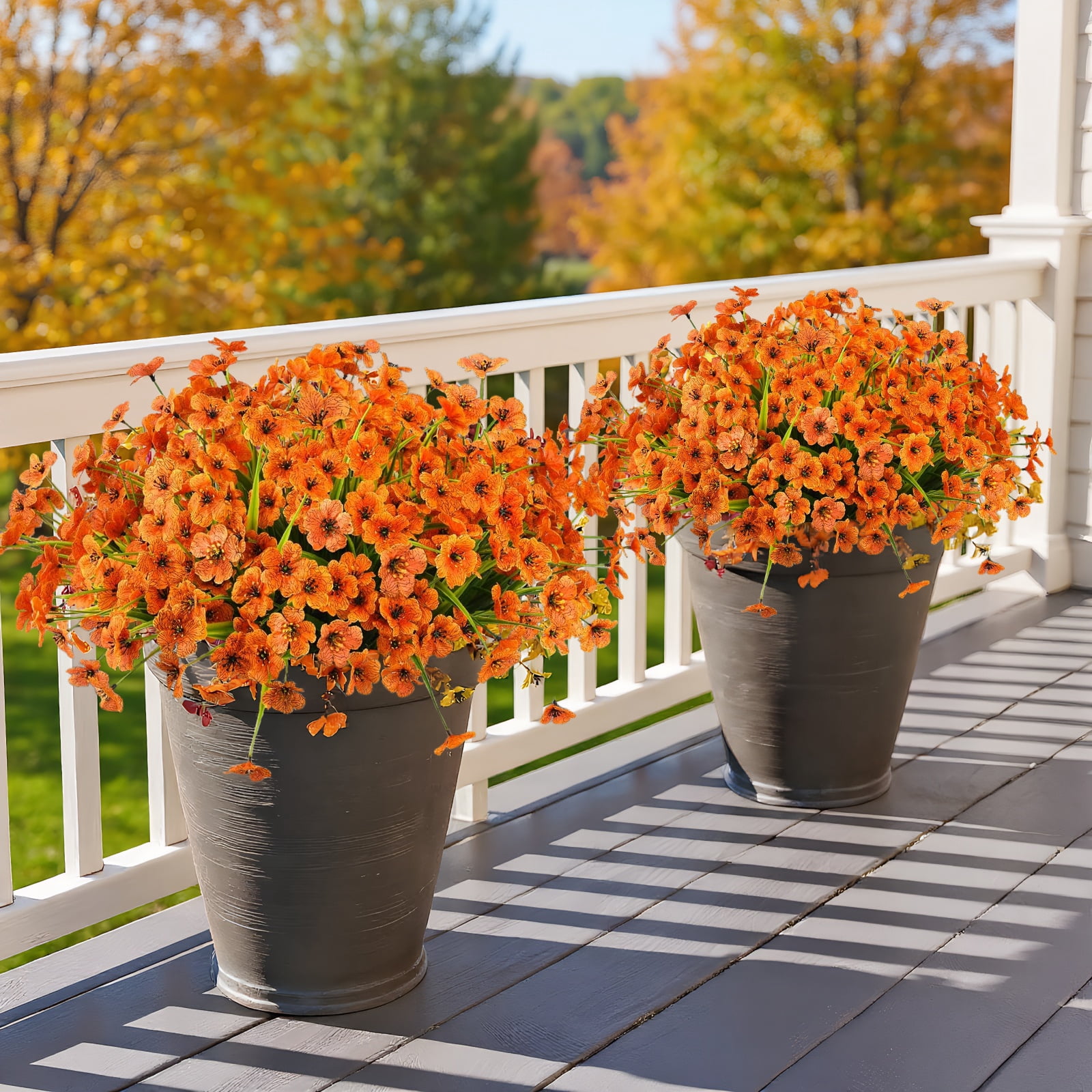 16 Bundles Artificial Fake Plants Flowers for Outdoor Outside Autumn Decor,  Mix Silk Glory UV Sun Resistant Realistic Faux Flowers