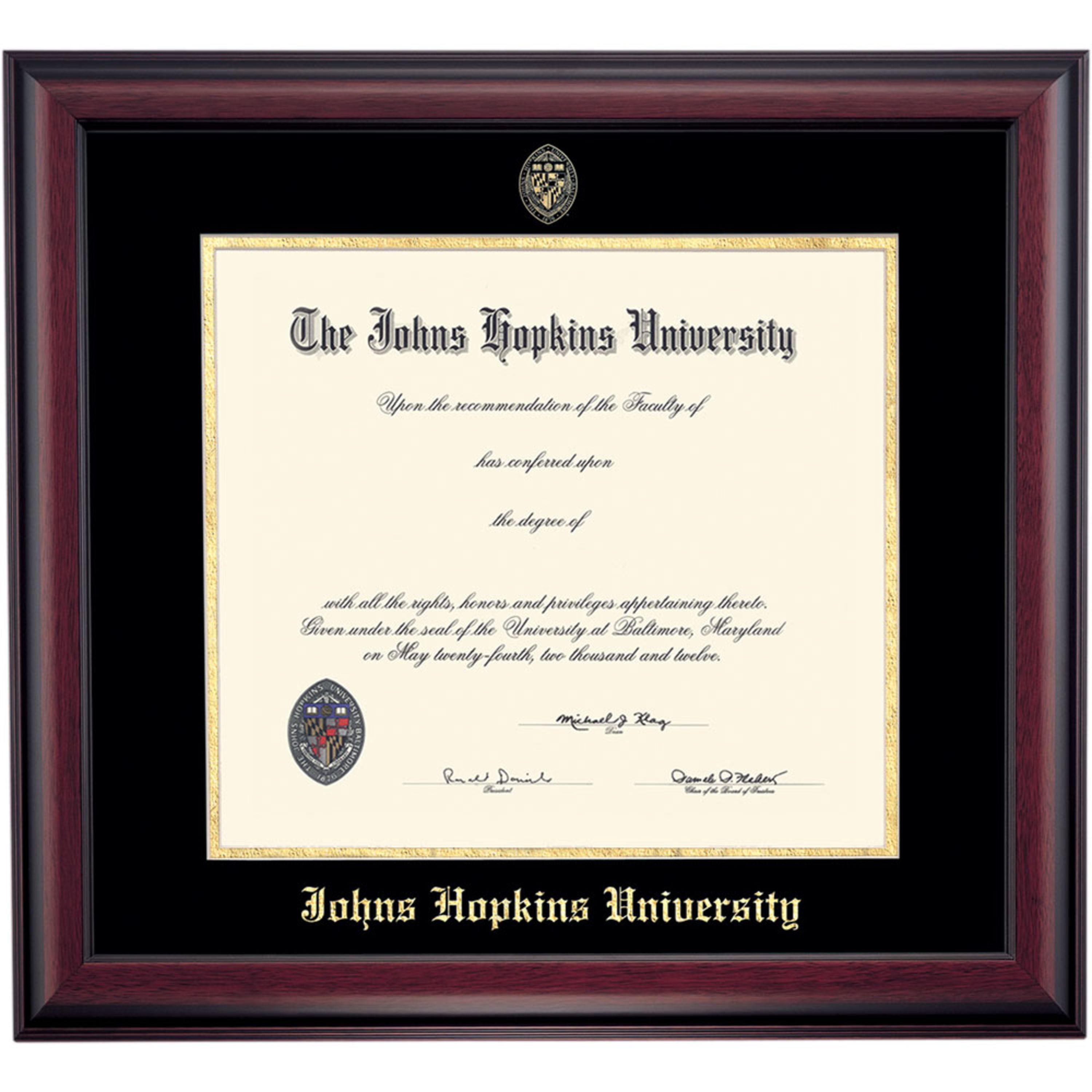 OCM Diploma Frame for Johns Hopkins University JHU, 21" x 24" Diploma