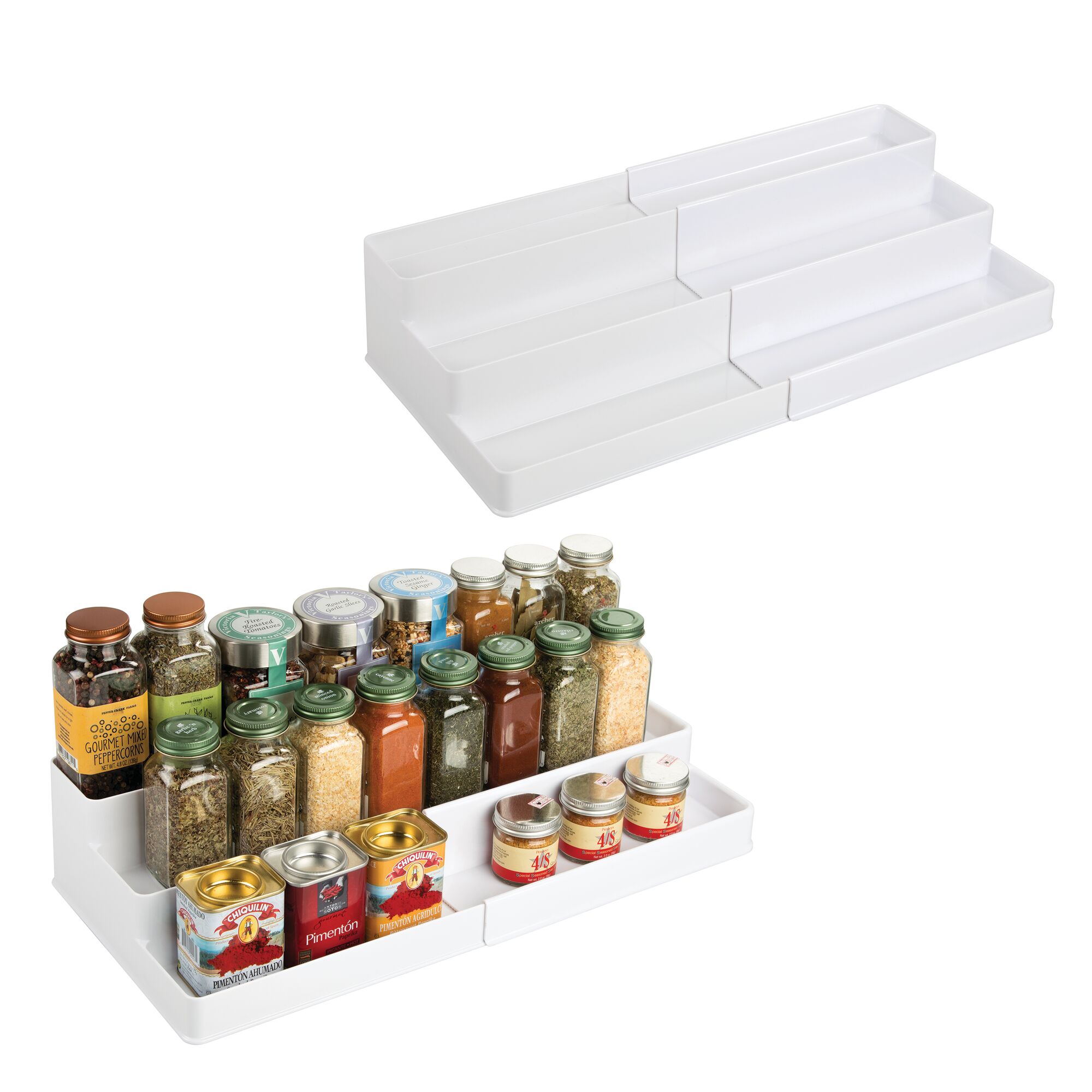 mDesign Expandable Kitchen Pantry Organizer/Spice Rack, 2 Pack