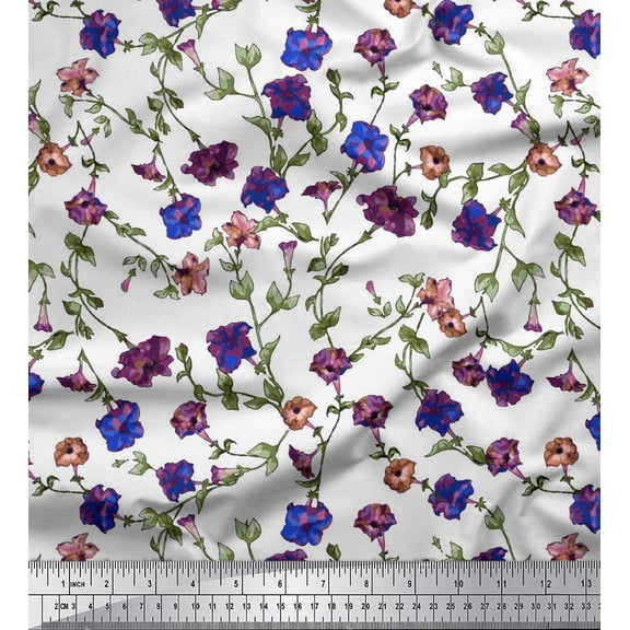 Soimoi Cotton Duck Fabric Leaves & Floral Artistic Fabric Prints by Yard 42 Inch Wide
