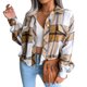 thumbnail image 1 of Chaqueta corta abrigo Puff manga larga solapa a cuadros abrigo de moda de un solo pecho para mujer, 1 of 6