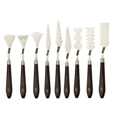 9PCS Professional Stainless Steel Palette Scraper Set Palette Knife Painting Mixing Scraper Set