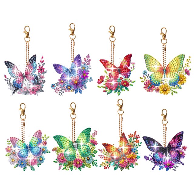 Pintura Dhinestone Keychain Arte Diamante Diamantes 8 Piezas