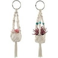 thumbnail image 1 of Apuakthei Mkono - Juego de 2 mini perchas de macramé para plantas con plantas suculentas artificiales, decoración bohemia para colgar en la pared, entrada, hogar, oficina, accesorios para coche,, 1 of 8