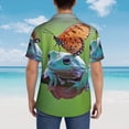 thumbnail image 4 of Fuzoiu Butterfly Landing On Head Dumpy Frog Print Hawaiian Shirt for Men, Summer Beach Casual Short Sleeve Button Down Shirts, Men’s Beach Summer Shirts with Pocket,Medium, 4 of 7