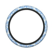 XMXY Car Steering Wheel Cover, Background Blue Floral Non-Slip Jeep Truck Universal Elastic Steering Wheel Protector 15 inch