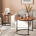 thumbnail image 4 of Coffee Table Nesting Set of Side Set Golden Frame Circular Round and Marble Pattern Wooden Tables Living Room Bedroom Apartment Modern Industrial Simple Nightstand, 4 of 9