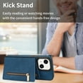 thumbnail image 2 of Feishell Back Flip Case for Apple iPhone 15,Premium PU Leather Wallet Cover with ID Credit Card Holder & Zipper Pocket Magnetic Metal Button Kickstand Shockproof Phone Case,Blue, 2 of 7