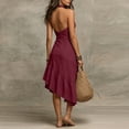 thumbnail image 6 of Loose V Neck Dresses Flowy Dresses for Women Women's Fashion Crewneck Loose Half Sleeve Solid Knee-Length Dress Wine Xxxl, 6 of 6