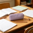 thumbnail image 6 of Cute Pencil Case, Desktop Stationery Finishing Large Capacity Striped Travel Storage Bag, Multifunctional Cosmetic Pouch Purple, 6 of 6