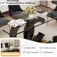 thumbnail image 7 of 7-Piece 70" Glass Dining Table Set, Tempered Glass Top with OC Shape Frame & Stainless Steel Base, 6 Velvet Chairs with Stainless Steel Legs, 7 of 7