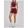thumbnail image 2 of AEXTO Women 2 Piece Workout Sets Racerback Color Block Tank Top High Waist Tummy Control Shorts Yoga Set, 2 of 14