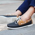 thumbnail image 2 of Nuevos zapatos casuales de cuero para hombres, zapatos náuticos de moda, zapatos planos para hombres con cordones, mocasines para hombres, mocasines transpirables hechos a mano (27,5 cm), 2 of 3