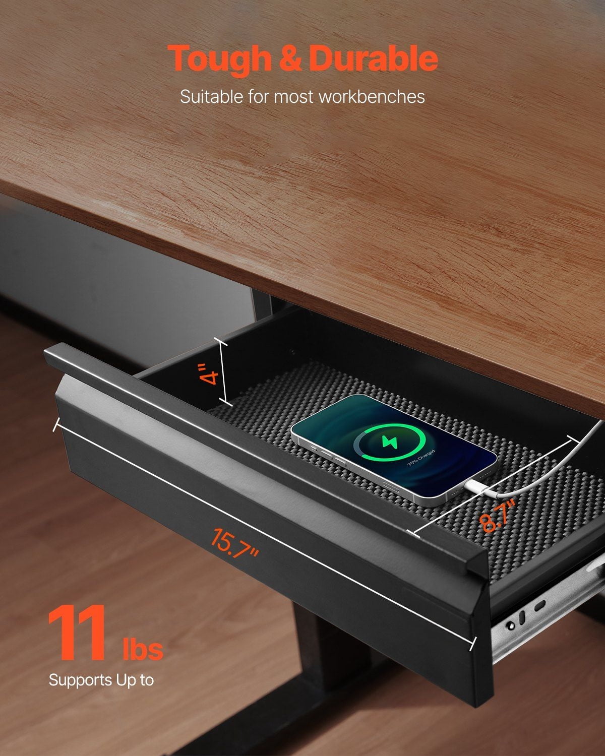 Space Saver Under Desk Drawer Organizer - Slide-Out Tray for Home Office & Small Spaces