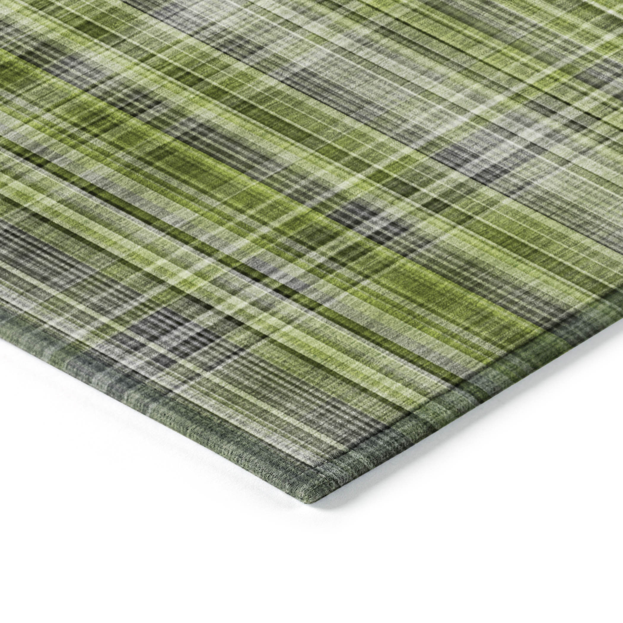 Addison Rugs Chantille Indoor/Outdoor Transitional Plaid Green Washable Rectangle Rug, 10' x 14'
