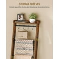 thumbnail image 5 of Blanket Ladder Shelf, Decorative Quilt Rack, 7-Tier Farmhouse Ladder Holder Organizer with 4 Removable Hooks, Rustic Brown BR36801B, 5 of 8