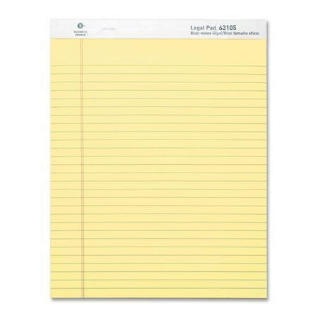 Business Source Micro-Perforated Legal Ruled Pads - 50 Sheets - Printed - 0.34" Front Line(s) Space - 16 lb Basis Weight - 8.50" x 11.75" - Canary Paper - Micro Perforated, Easy Tear, Sturdy Back - 1D