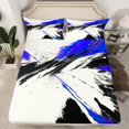 thumbnail image 2 of Manfei Chic Watercolor Full Size Sheets for Teen, Chinese Ink Bed Sheets, Black Blue Splash Sheet Sets, Microfiber Bedroom Decor, 4 Pieces, 2 of 7