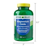 Spring Valley Magnesium Dietary Supplement Tablets for Bone and Muscle Health, 250 mg, 250 Count
