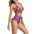 thumbnail image 1 of Halter String Bikini Sets, Halter Bikini Swimsuit High Waist Breathable Leopard Printed  For Swimming Pool Pink,Blue,Red,Light Coffee,Dark Coffee, 1 of 6