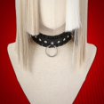 thumbnail image 5 of Collar de cuero con anillo de encaje estilo punk Harajuku, collar de remache de diamantes de imitación de cuero PU, gargantilla, cadena para el cuello, 5 of 5