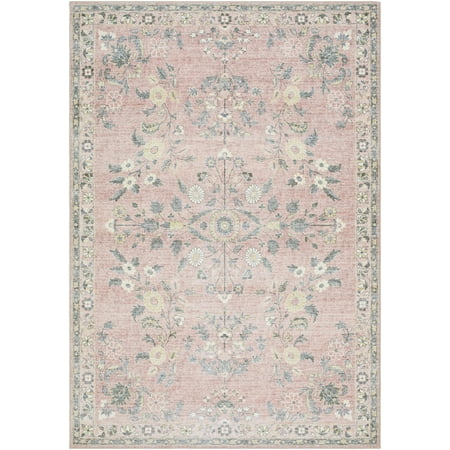 Hauteloom Meyly Living Room, Bedroom Machine Washable Area Rug - Traditional - Blush, Sage, Ivory - 2' x 2'11"