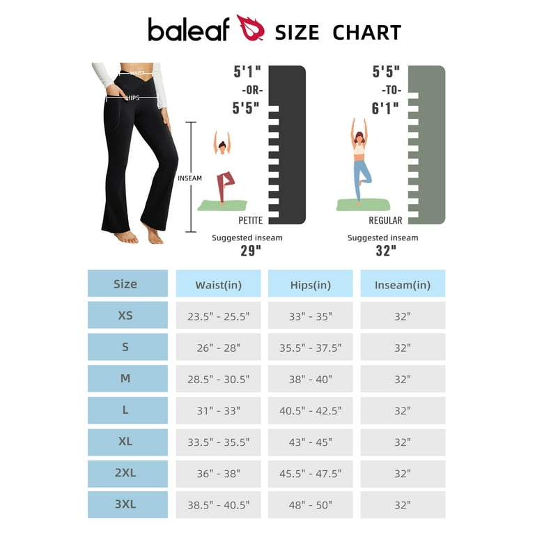 BALEAF Flare Leggings for Women Bootcut Yoga Pants Crossover High Waist  Workout Casual Flare Pants with Pockets Black 32 XS