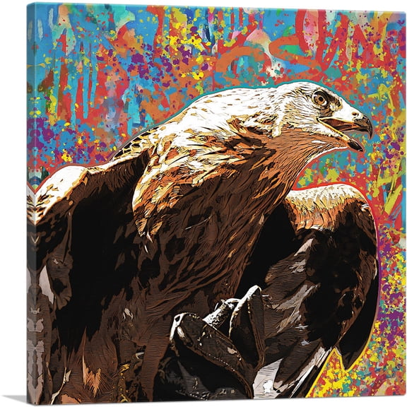 ARTCANVAS Golden Eagle of Albania Colorful Graffiti Canvas Art Print - Size: 26" x 26" (1.50" Deep)