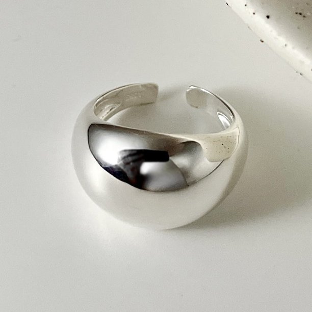 Anillo abierto ovalado de plata de moda para mujer, anillo grande brillante personalizado con nicho simple