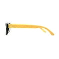 thumbnail image 4 of Mens Classic Rectangle Wood Grain Spring Hinge Arm Plastic Reading Glasses Black Ivory +1.75, 4 of 4