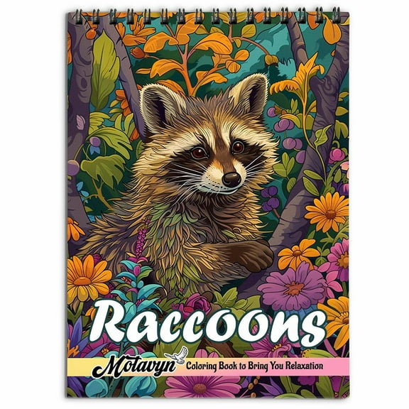 MOTAVYN Raccoon Coloring Book for Adults, Spiral Bound, Soft Cover