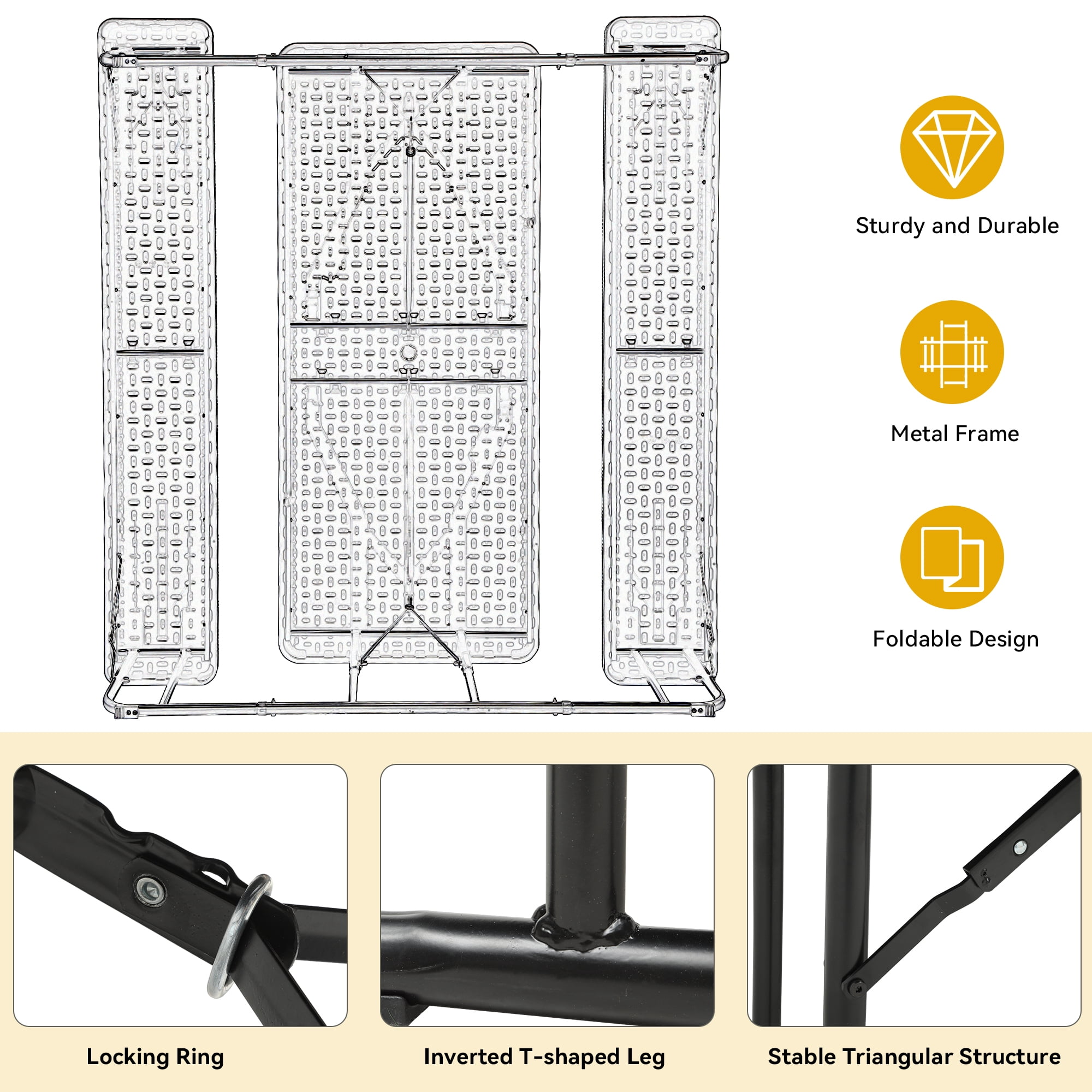 Dextrus Rattan Texture Folding Picnic Table, 6FT Outdoor Table with Durable Tabletop & Sturdy Steel Frame, Built-in Umbrella Hole for Yard, Patio, Lawn Gatherings, Black