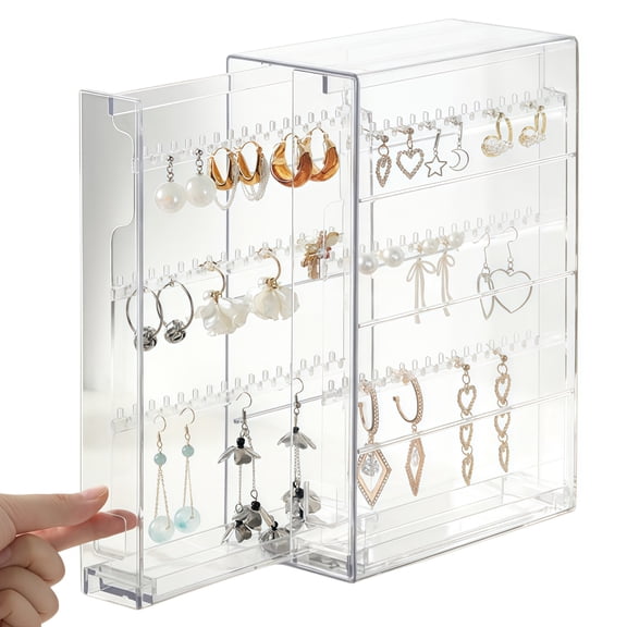 Elegant Transparent Square Jewelry Organizer Box With Acrylic Display Stand