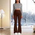 thumbnail image 5 of zaveiop Maternity Flare Leggings Pockets Workout Yoga Bootcut Pregnancy Womens Pants over the Belly (Coffee, L), 5 of 5