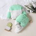 thumbnail image 6 of KYAIGUO Baby Toddler Boys Spring Fall Knitted Sweatshirts Sweatpants Set 3M-24M Long Sleeve Track Suits Round Neck Outfits Casual Pullover Newborn Patchwork Sweat Suits Set, 6 of 8