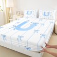 thumbnail image 3 of Castle Fairy Personalized Initial Letter U 4Pcs Bed Sheets for Children Women Men,Bow Tie Stripes King Sheets,Monogrammed Alphabet Super Cozy Sheet Set,Breathable Home Decor, 3 of 7