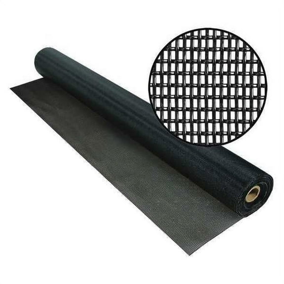 1 pc, Phifer Pet Door and Window Screen, Vinyl Coated Polyester, 72 in W, 50 ft L, 0.025 in Wire Dia, Black