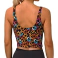 thumbnail image 3 of Fotbe Daisies Flowers Pattern Womens' Sports Bra Longline Wirefree Padded with Medium Support Sports Moisture-Wicking Workou Vest,Tank Top-Small, 3 of 9