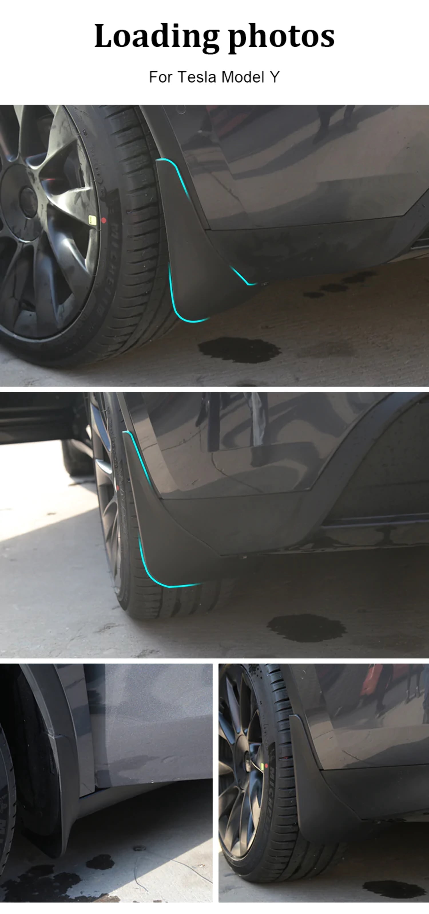 Tesla Model Y Mud Flaps, No Drill, Front  Rear, 2020-2024