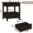 thumbnail image 2 of REDAYFUR Set of 2 End Table with Charging Station and Sliding Top Storage,Wooden Nightstand for Bedroom,Cherry, 2 of 10