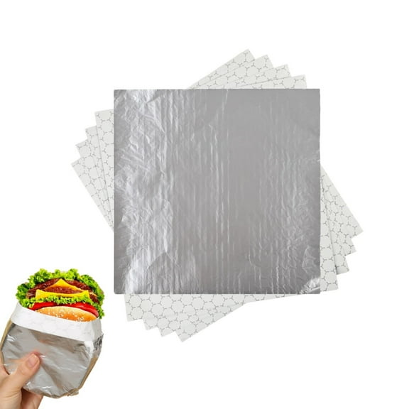 QZS Insulated Foil Sandwich Wrap Sheets,Waterproof Burritos Paper,100Pack Grease-Resistant Food Wrapping Sheets for Hot Dogs,Burgers,Burritos