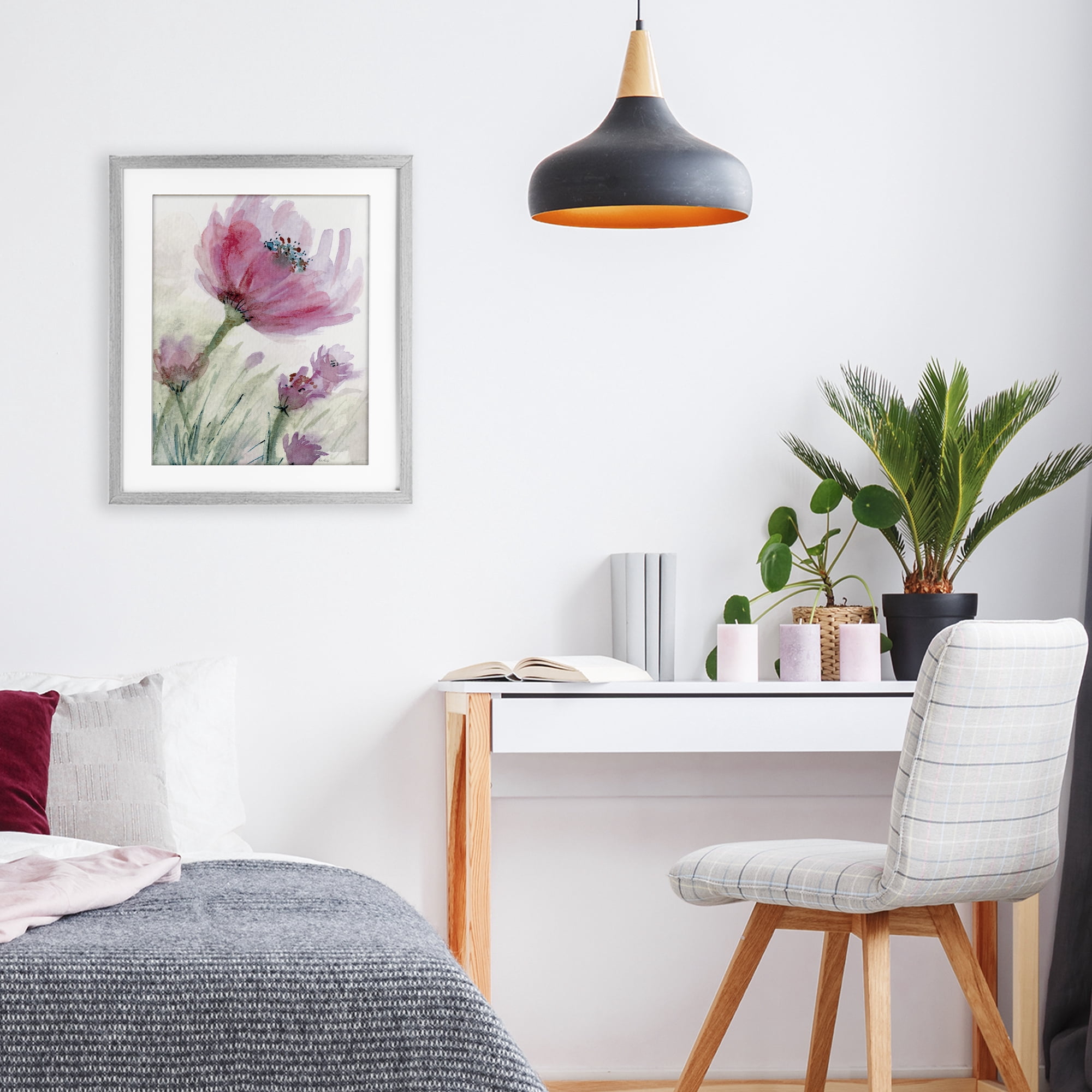 Stupell Industries Pink Flower & Speckled Stamen Gray Framed Print Under Glass, design by Patti Bishop