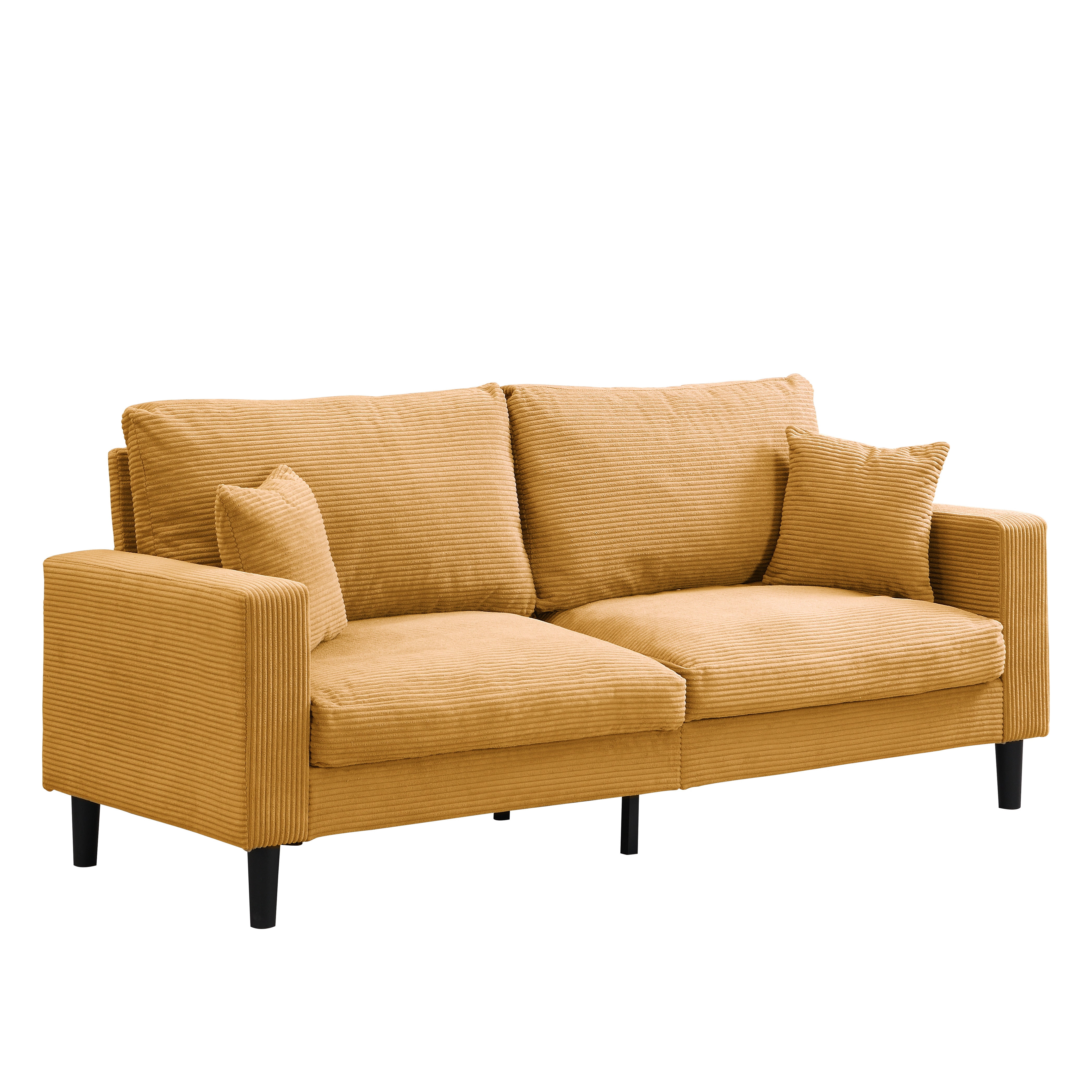 AUKFA 75" Corduroy 3-Seater Sofa,27.6" Deep Seat Sleeper Couch for Living Room, Orange