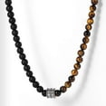 thumbnail image 2 of Hermah Natural 8mm Tiger Eyes Jasper Polar Jade Beaded Necklace for Men Toggle Clasp Necklace, 2 of 5