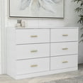 thumbnail image 2 of Antique White 6-Drawer Dresser - 47.24" Wide Bedroom Chest with Black Handles, Ample Storage, 2 of 8