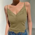 thumbnail image 2 of MYAOYINo Boundaries Womens Lace Trim Cami Ribbed Spaghetti Strap V-Neck Tank Top, 2 of 6