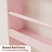 Homfa 4-Tier Wall Bookshelf, 43.7H Wall-Mounted Kids Bookshelf, Book Storage Rack for Kids Room, Pink