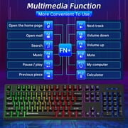 Keyboard and Mouse Combo, 104 Keys Wired gaming keyboard and mouse with Mouse Pad, Value RGB Backlit Keyboard Combo Set, Multimedia PC Gaming Keyboard, Office Keyboard for Gaming and Work, Black
