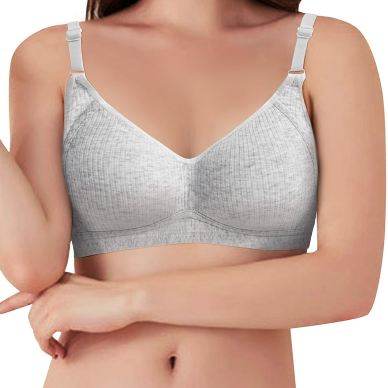 Aayomet Women'S T-Shirt Bra 2PC Women Simple Bikini Bras Stripe Adjustable  Shoulder Strap Underwire Elegant Underwear,Gray 32