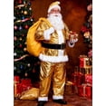 thumbnail image 5 of Men’s Santa Claus Costume Set – 12-Piece Christmas Suit with Gold Foil Print, Laser Patent Leather Jacket & Pants, Holiday Performance Outfit, 5 of 6